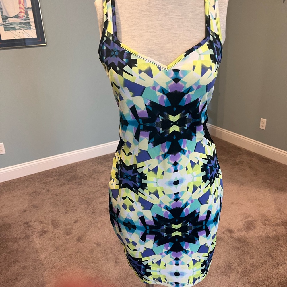 Material Girl Blue Bodycon Mini Dress Sweetheart Neckline